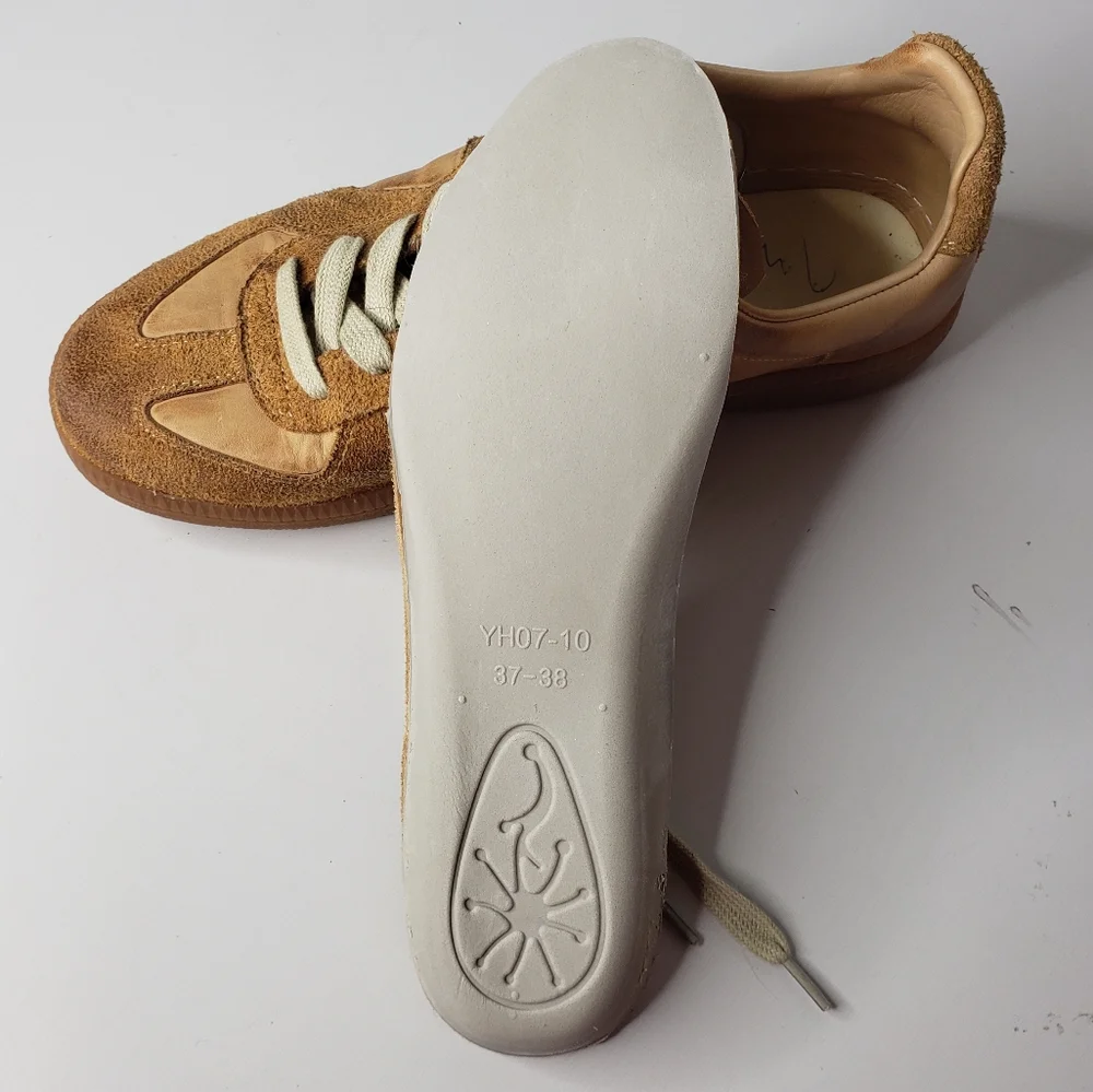 Handmade Leather Burnished Unisex Leather Walking Athleisure Casual Sneaker - Picture 11 of 12